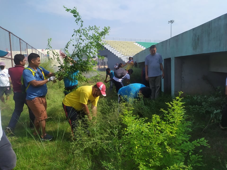 नेपालगन्ज रंगशालाको सरसफाई