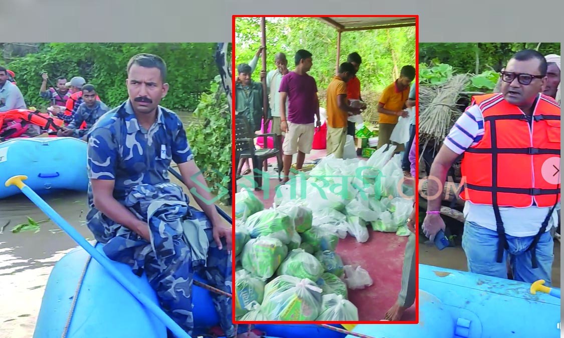 एक्सनमा उत्रिए अध्यक्ष चौधरी, डुडुवाका बाढी पीडितलाई खानासगैं स्वास्थ्य जाँच