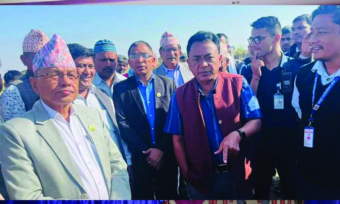 लुम्बिनी प्रदेशका मुख्यमन्त्री गिरीद्वारा प्रस्तावित लुम्बिनी प्राविधिक विश्वविद्यालय निर्माण स्थलको निरीक्षण
