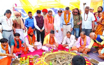 पशुपतिनाथको मुल भट्टद्वारा गनापुरमा शनि मन्दिरको शिलान्यास