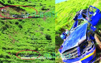 रुकुम पूर्वमा प्रहरीको गाडी दुर्घटना : प्रहरी जवान पुनको मृत्यु, डिएसपीहित पाँच जना घाइते
