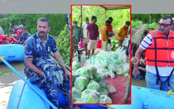 एक्सनमा उत्रिए अध्यक्ष चौधरी, डुडुवाका बाढी पीडितलाई खानासगैं स्वास्थ्य जाँच