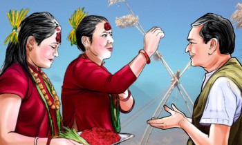आज पनि मान्यजनबाट नवदुर्गाको आशीर्वाद स्वरुप टीका र जमरा लगाइँदै