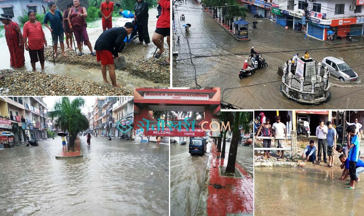अविरल वर्षासंगै जलमग्न नेपालगन्ज, उद्धारका लागि तयारी अवस्थामा रहन सुरक्षाकर्मीलाई निर्देशन